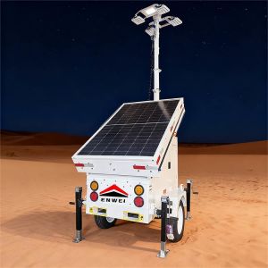 China Zero Emission Telescopic Mast Solar Powered Floodlight Lighting Trailer For Desert Lighting on sale