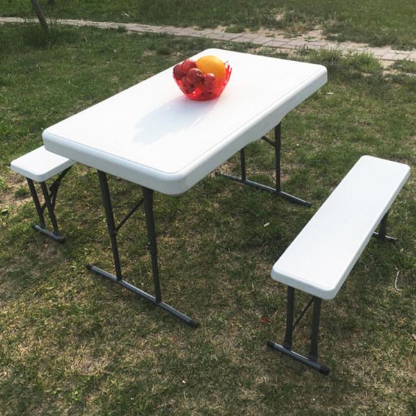 Outdoor Furniture Plastic Metal Folding Picnic Dining Table Chair Bench Set for Garden
