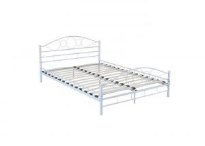 Cheap White / Black Wooden Slat 1.0mm Metal Double Bed for sale