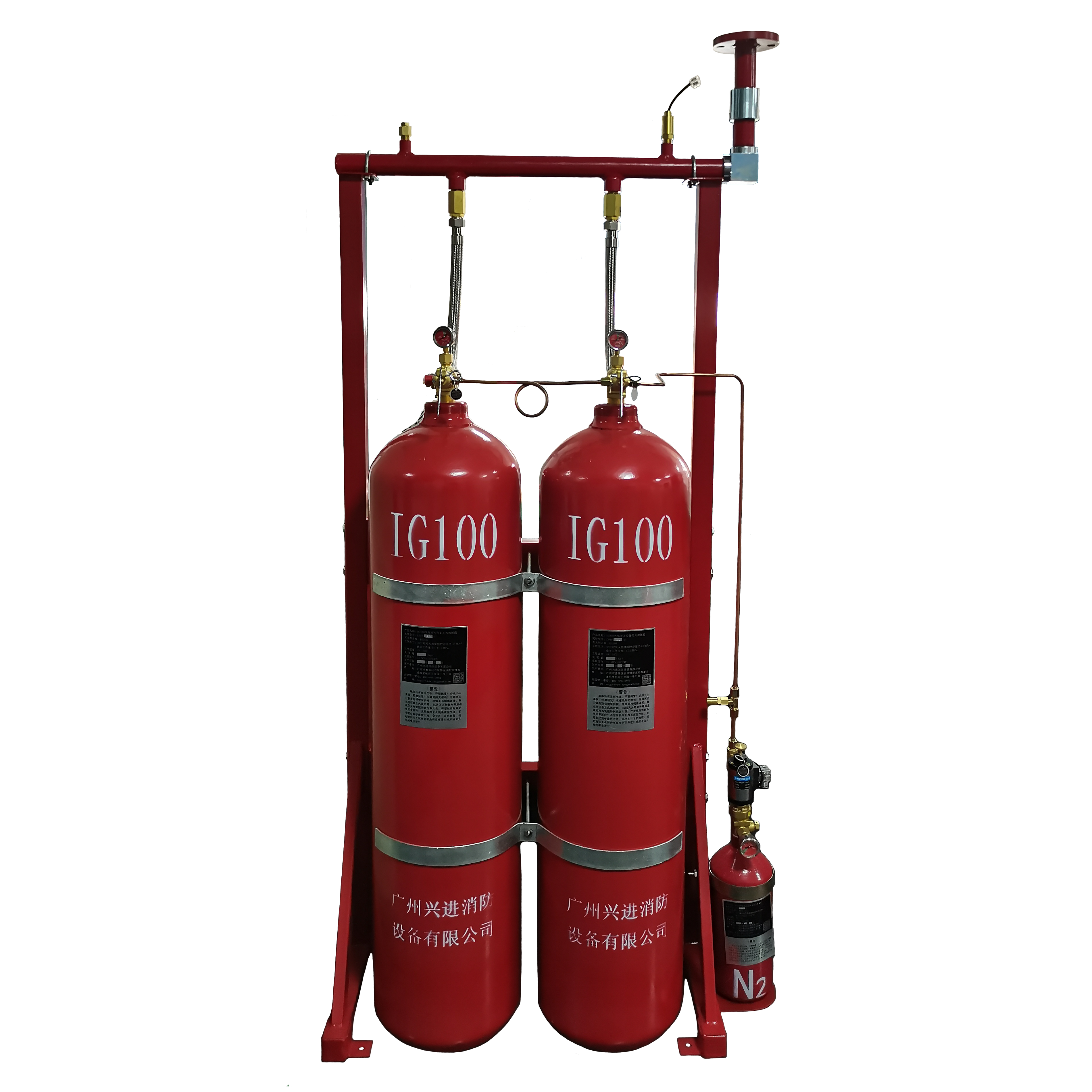 Pre-Engineered IG100 Inert Gas Fire Suppression System Kit with Seamless Steel