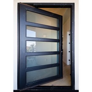 Modern Screen Custom Arches Top Exterior Front Double Entry Iron Glass Door