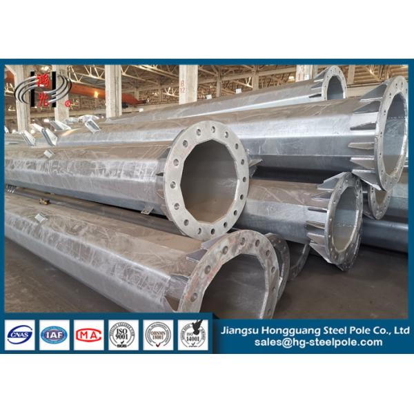 Transmission Line Flange Connection Galvanized Street Light Pole OEM / ODM