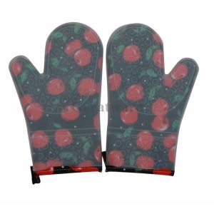 China Silicone Quilted Cotton High Temperature Microwave Oven Mitts Mittens Glove on sale