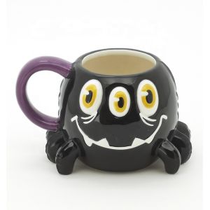 China Earthenware Animal Ceramic Mugs Halloween Designed With 3D Handpaint on sale