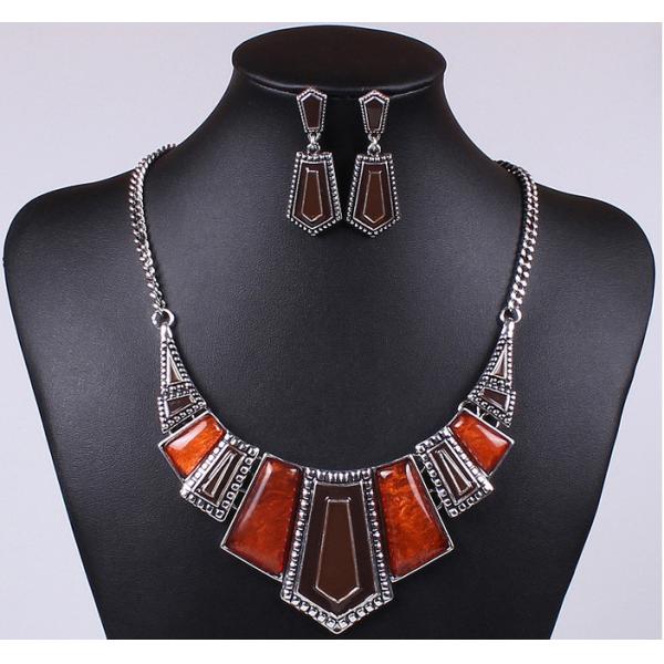 Quality Hot new imitation stone resin plus drip Necklace with earrings wholesale