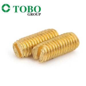 TOBO M4 M5 M6 Brass Slotted Set Screw With Flat Point Din551