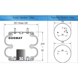 China 578923200 578923202 Convoluted Air Spring Goodyear Helper Bag 2B9-206 2B9-209 Bellow on sale