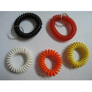 Promotional colorful plastic spiral wrist coil with split ring high quality