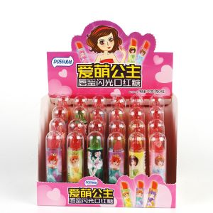 China Healthy Sugar Free Candy Lipstick Shape Lollipop Flashlight Lighting Lipstick Toy Candy on sale