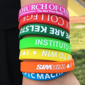 Segmented Style Printed Silicone Wristbands 25cm Length