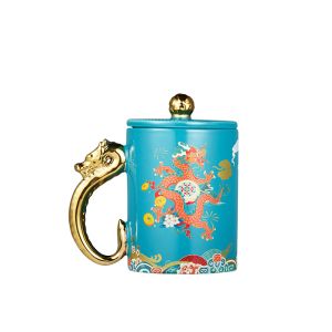 Ready To Ship In Stock Durability Gold Handle Round Coffee Mug Customized Number