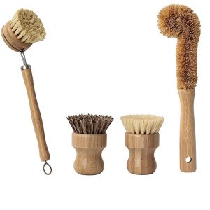 China 9in Natural Bubble Up Dish Brush Set Kitchen Bamboo Scrubber ODM on sale