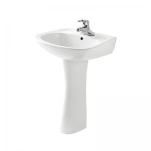 China Bathroom Ceramic Freestanding Pedestal Basin , Round Small Corner Pedestal Sink on sale