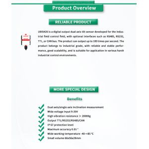 UBIS-426Y Inclinometer Sensor for Industrial Grade X-Y Measurement in RS232