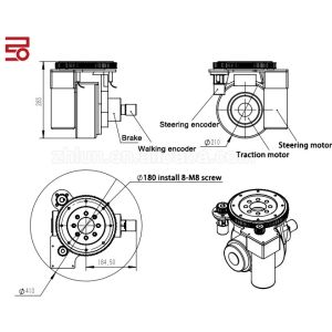 Brushless Rueda Grua Warehouse AGV Drive Wheel Assemblies Delivery Robot Swivel