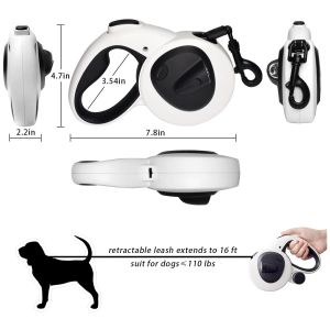 5M Retractable Pet Dog Leash With LED Light Flashlight And Bag For Walking Dog