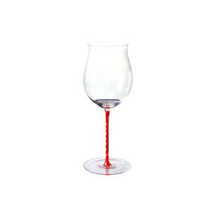 Cheap 900ml Electroplating Pinot Noir Lead Free Crystal Wine Glasses with Colored Stem for sale