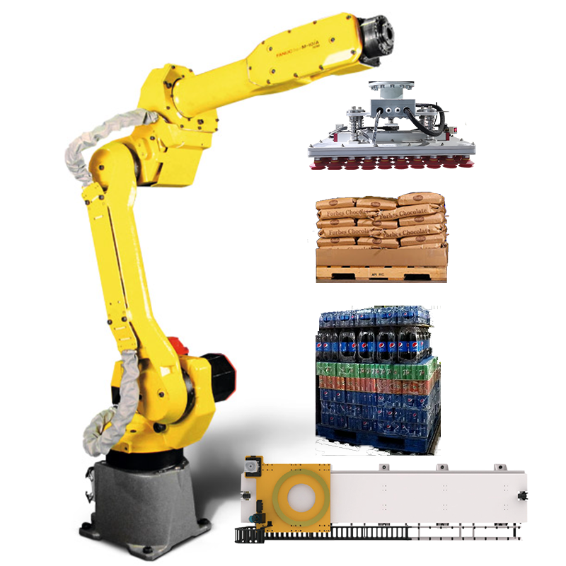 Cheap FANUUC M-10iA/10M Food Factory Handling Palletizing And Packaging Workstation With Gripper Track for sale