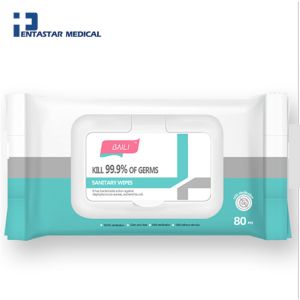 Custom 50gsm premium 80 sheets eco household cleaning wet wipes