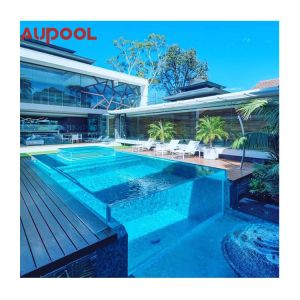 Outdoor Swimming Pool with Clear/Transparent Acrylic Waterfall Wall and Sheets