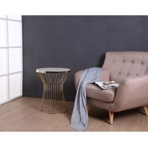 China Inspire Q Cyril Metal Drum Coffee Table Frosted Glass Top For Living Room on sale