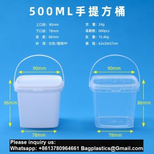 Food storage Quart Square Bucket Utility Small Pail With Handle Sturdy Pail