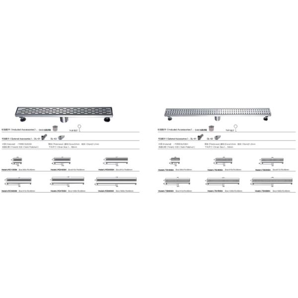 Long Square Metal Bathroom Floor Strainers 304 Stainless Steel Shower Antiodor