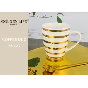 Ceramic Christmas Themed Mugs 360ML Capacity With Real Gold Star And Lines