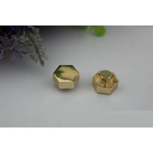 High plating cheap light gold small 16 mm flat shape hexagon metal rivets for