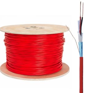 Red 1000 Foot Shielded Fire Alarm Cable with 2 Copper Cores 14/2 Solid Copper