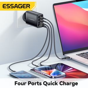 Essagar GaN Chargers 120W USB Type-C 3 Type C And 1 USB A Fast Cell Phone Wall