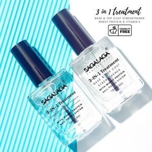 SAGALAGA 15ML 3 in 1 Fast Dry Transparent Strengthener Nails Top and Base Coat