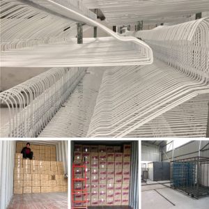 China Rounded Hook End White Wire Coat Hangers , Dry Cleaner Shirt Dryer Hanger on sale