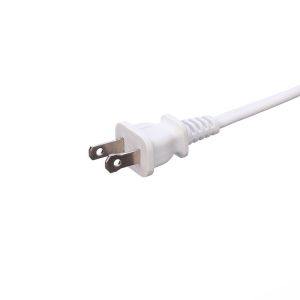 White ETL Standard 2 Pin Plug With 18 AWG Cable Nema 1-15p to 1-15r Male to