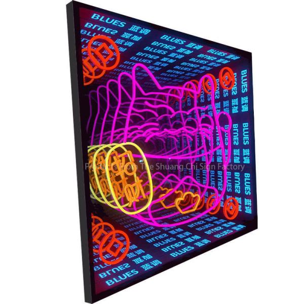 Quality Neon Abyssal Mirror Craftsmanship Meets Customized LED Innovation 3D Glass Decoration wholesale