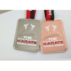 Zinc Alloy Karate Sub Ribbon Medals With Soft Enamel , Die Casting Sport Medals