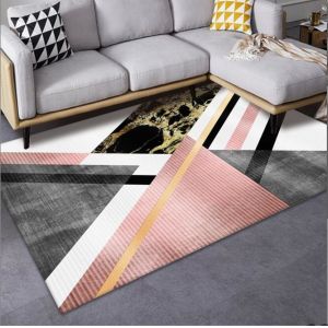 Tree Leaf And Geometric Pattern Living Room Floor Carpet Special Style