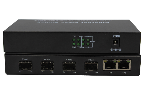 4 1000M To 2 SFP Port Gigabit Ethernet Switch With Iron Case