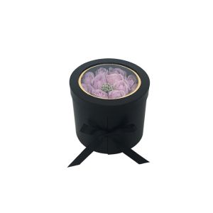 Cheap Reusable Round Black Flower Gift Box With Recycled Paperboard Material for sale
