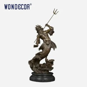 China Custom brass Bronze Statues Sculpture Emperor Poseidon shape on sale