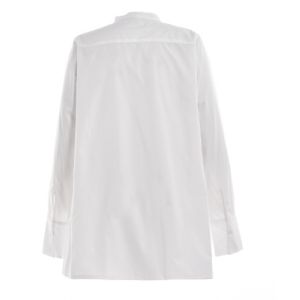 Ladies' White Long Shirt With Hidden Buttons In Placket Formal Wearing