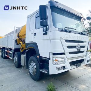 China Sinotruk Howo Crane Truck 8X4 10Tons Cargo With Folding Crane 16 Wheels 400hp For Sale on sale
