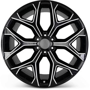 Cheap 22 GMC Replica Snowflake Wheels Black Milled Rims Yukon Sierra Tahoe Silverado for sale