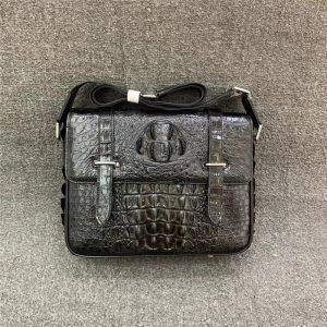 China Authentic Crocodile Skin Men Satchels Purse Flap Bag Single Shoulder Bag Genuine Alligator Leather Male Messenger Bag on sale
