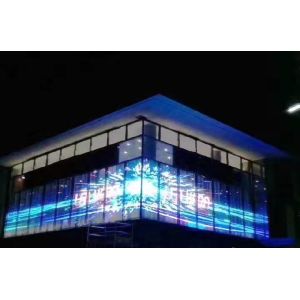 Full Color Transparent Led Wall With No Steel Frame Construction , Light Weight