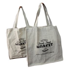 beige linien fabric with 1 C printing normal Canvas Shpper bag