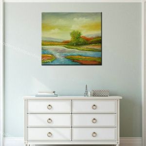 Handmade Nature Scenery Oil Painting on Canvas Abstract Colorful Field Landscape Painting Wall Art for Living Room Decor