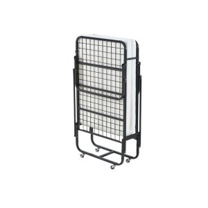 China Easy Removal Black Hotel Single Bed Mattress Metal Foundation Folding Bed Frame With Wheels on sale