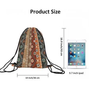 Boho Floral Drawstring Bag Backpack Bohemian Style Tribal Art Batik Seamless