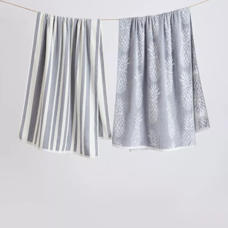 Ultra-Soft Cotton Velour Beach Towel with Quick-Dry Looped Backing and Modern